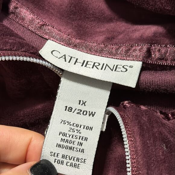 Catherines women’s size 1X 18/20W full zip eggplant jacket pockets long sleeve - Picture 4 of 10